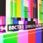 flat screen monitor showing color bars
